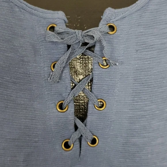 Free People blue long sleeve lace distressed top shirt women size XS - Picture 4 of 8